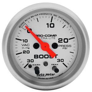 AUTO METER  ULTRA-LITE SERIES BOOST/VACUUM GAUGE  2-1/16" (AU4376)