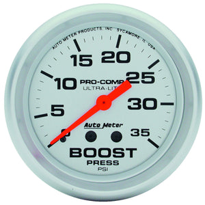 AUTO METER  ULTRA-LITE SERIES BOOST GAUGE 2-5/8", Full Sweep Mechanical, 0-35 psi  (AU4404)