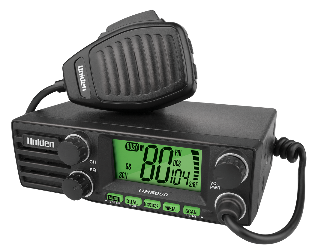 UNIDEN UH5050 DIN Size UHF CB Mobile – 80 Channels with Large LCD Screen